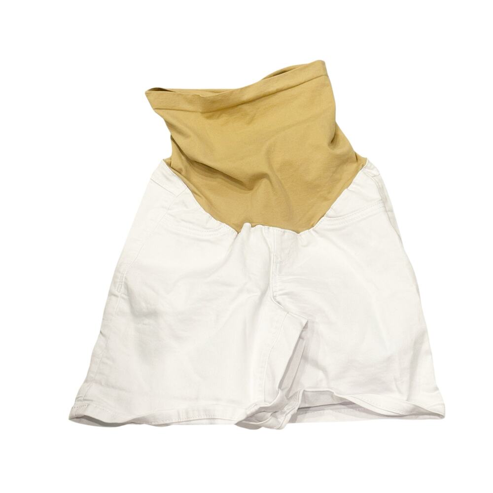 1822 Denim Women's Ultra Soft Maternity Shorts White/Tan Size 4/27 NWT